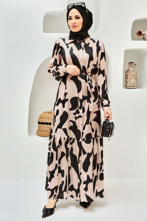 Beige Hijab Dress 30012BEJ - 1