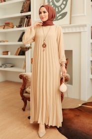 Beige Hijab Dress 30280BEJ - Thumbnail