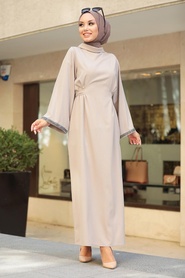 Beige Hijab Dress 33230BEJ - Thumbnail
