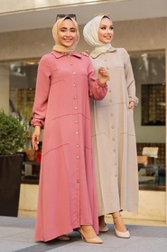 Beige Hijab Dress 3340BEJ - Thumbnail