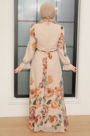 Beige Hijab Dress 35461BEJ - Thumbnail