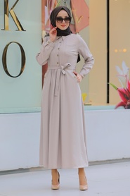 Beige Hijab Dress 462BEJ - Thumbnail