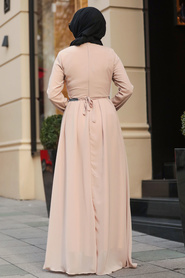Beige Hijab Dress 51231BEJ - Thumbnail