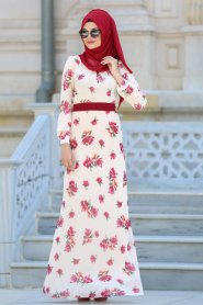 Beige Hijab Dress 76937BEJ - Thumbnail