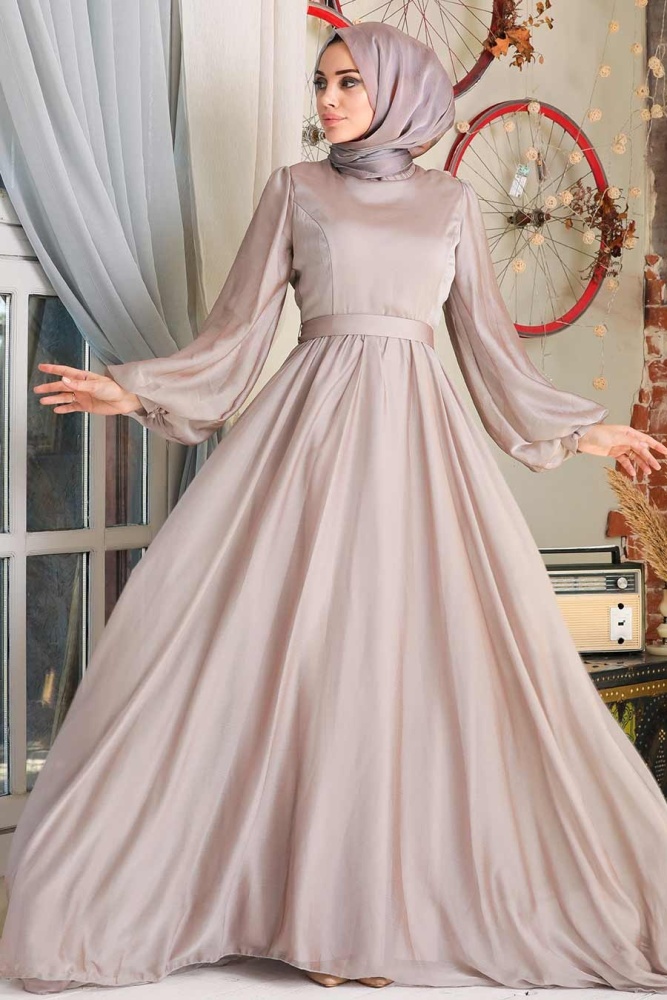 Neva Style - Elegant Beige Islamic Clothing Evening Gown 5215BEJ - 1