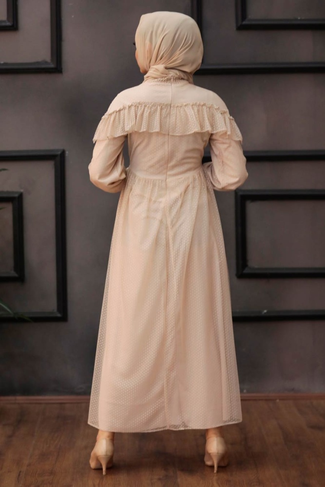 Neva Style - Modern Beige Hijab Dress 76231BEJ - 3