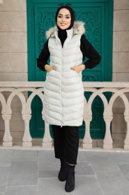 Beige Hijab Inflatable Vest 1025BEJ - Thumbnail