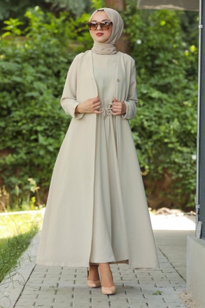 Beige Hijab Jumpsuit 1295BEJ - 1