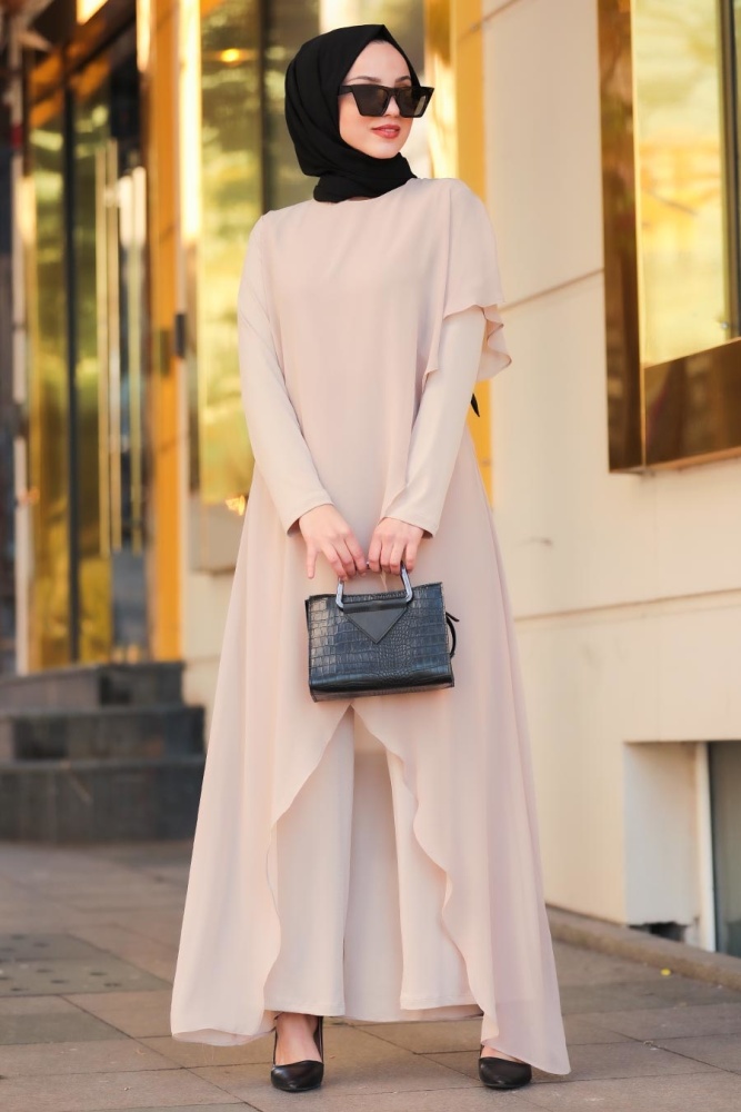 Beige Hijab Jumpsuit 51291BEJ - 1