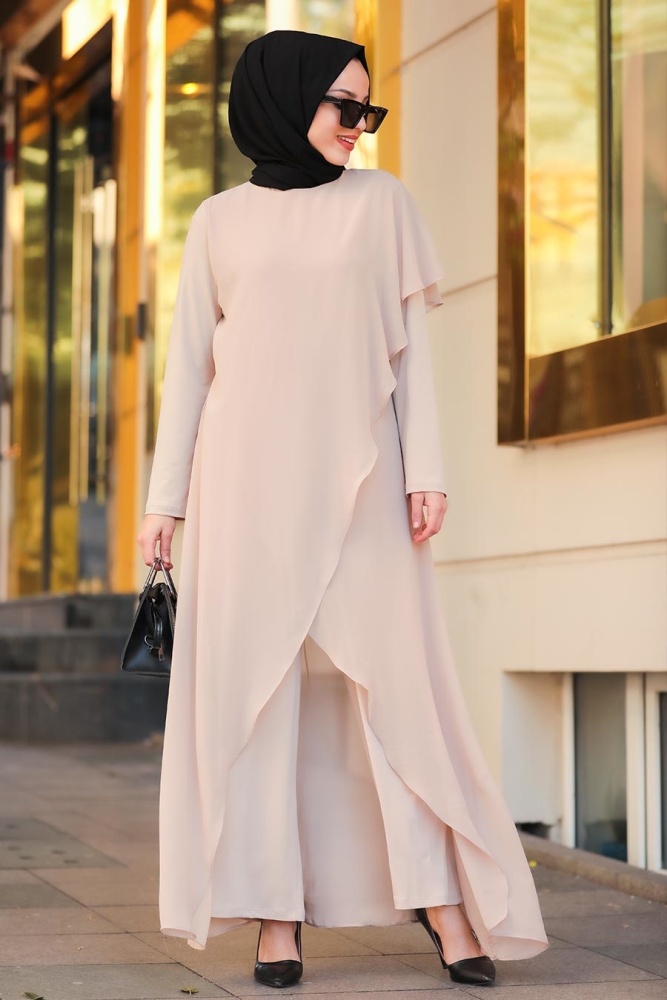 Beige Hijab Jumpsuit 51291BEJ - 2