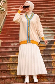 Beige Hijab Knitwear Cardigan 2474BEJ - Thumbnail