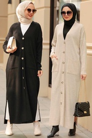 Beige Hijab Knitwear Cardigan 33690BEJ - Thumbnail