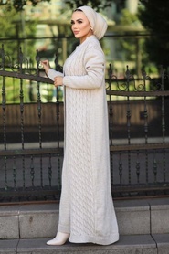 Beige Hijab Knitwear Suit 15020BEJ - Thumbnail