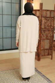 Beige Hijab Knitwear Suit Dress 34021BEJ - Thumbnail