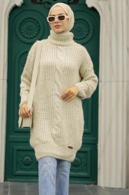 Beige Hijab Knitwear Sweater 30051BEJ - Thumbnail