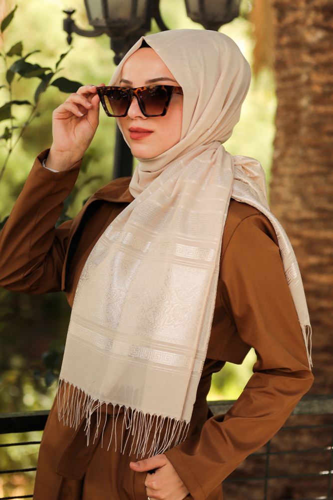 Beige Hijab Shawl 7545BEJ - 1