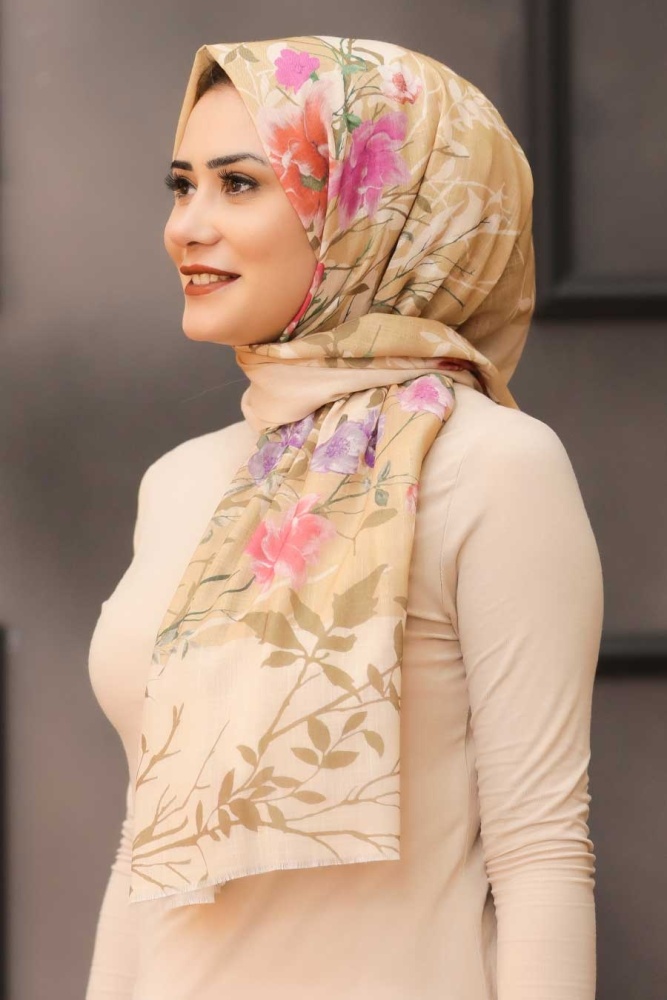 Beige Hijab Shawl 7565BEJ - 1