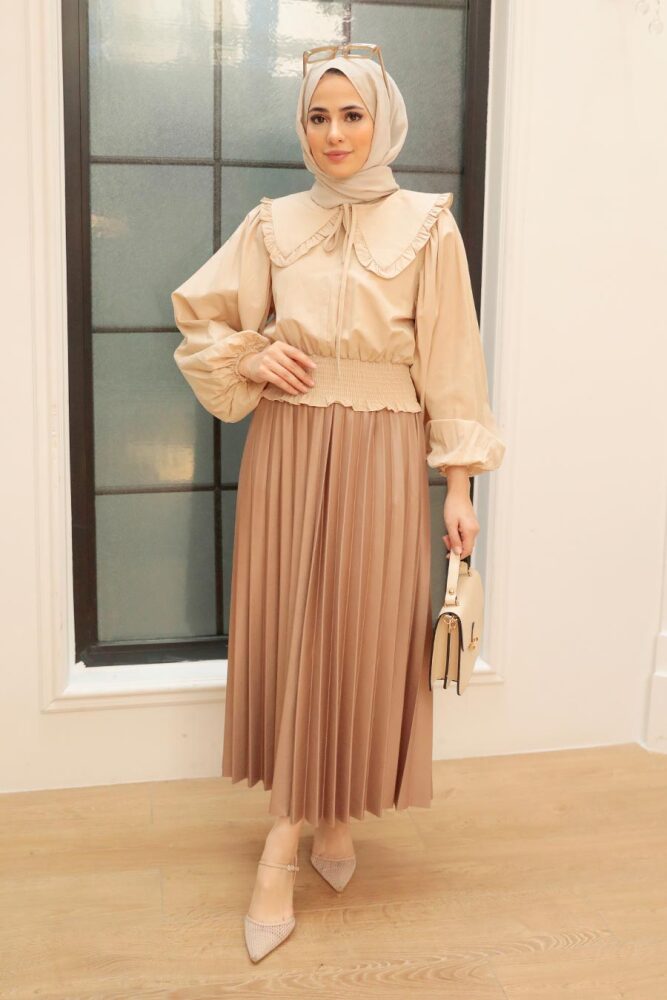 Beige Hijab Skirt 4892BEJ - 4
