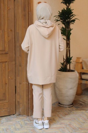 Beige Hijab Suit Dress 21039BEJ - 5