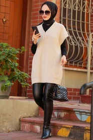 Beige Hijab Sweater 4786BEJ - Thumbnail