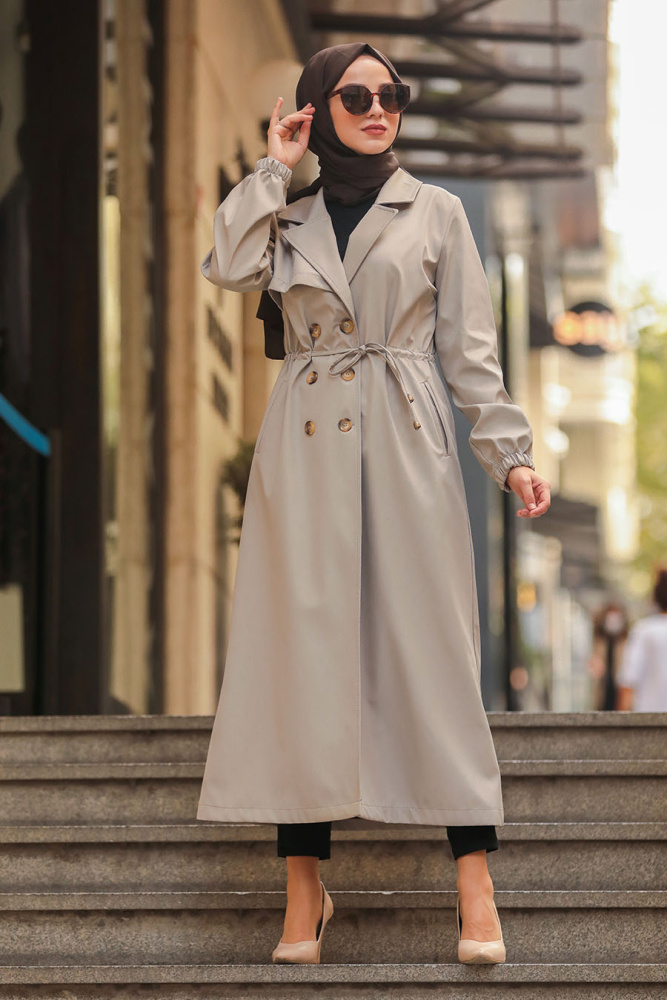 Beige Hijab Trenchcoat 5571BEJ - 1