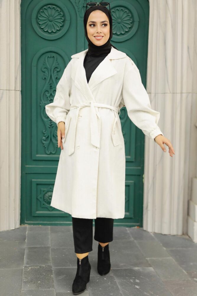 Beige Hijab Trenchcoat 9112BEJ - 2