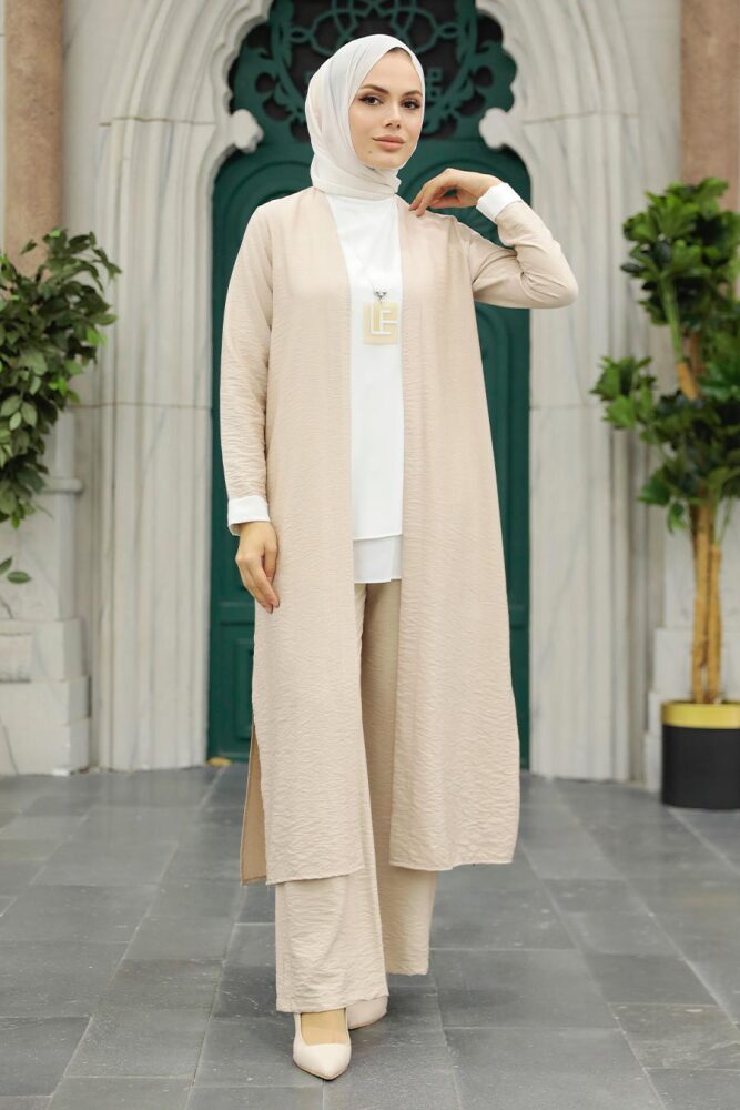 Beige Hijab Triple Suit 5223BEJ - 1