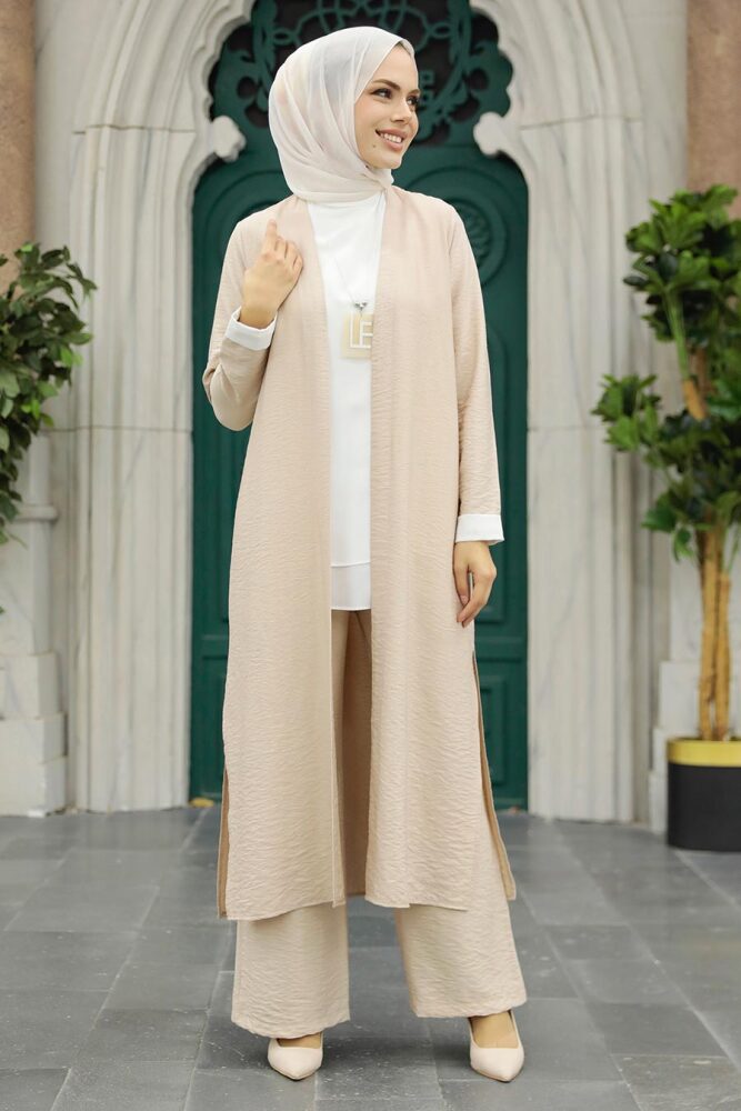 Beige Hijab Triple Suit 5223BEJ - 2