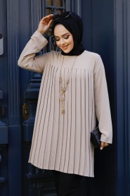 Beige Hijab Tunic 567BEJ - Thumbnail