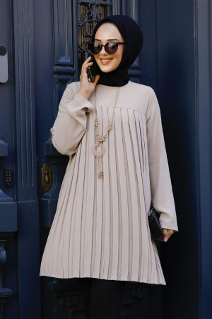 Beige Hijab Tunic 567BEJ - Thumbnail