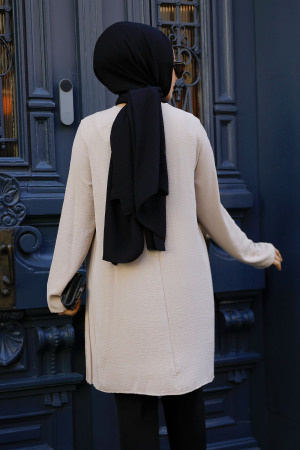 Beige Hijab Tunic 567BEJ - Thumbnail