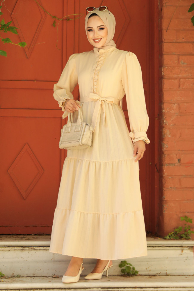 Beige Long Sleeve Dress 617BEJ - 1