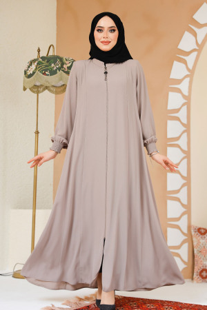 Beige Modest Abaya 45294BEJ - 1