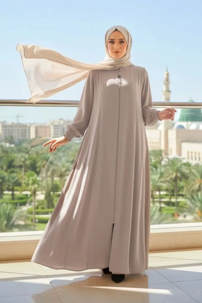Beige Modest Abaya 45294BEJ - 1