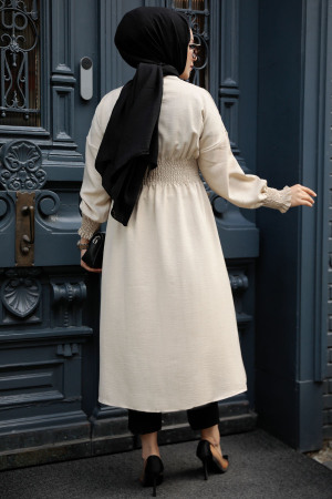 Beige Modest Coat 11872BEJ - 4