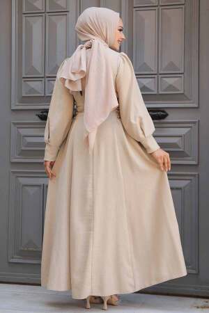 Beige Modest Dress For Women 5962BEJ - 3