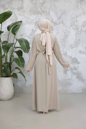 Beige Modest Plus Size Abaya 29102BEJ - 3