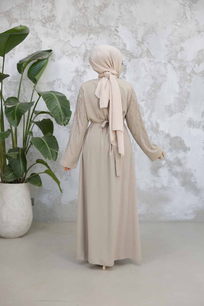 Beige Modest Plus Size Abaya 29102BEJ - 3