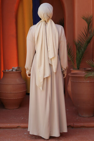 Beige Modest Prom Dress 25681BEJ - 4