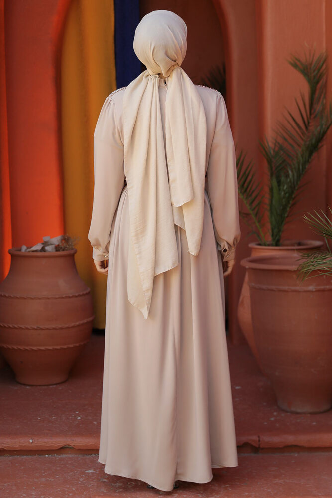 Beige Modest Prom Dress 25681BEJ - 4