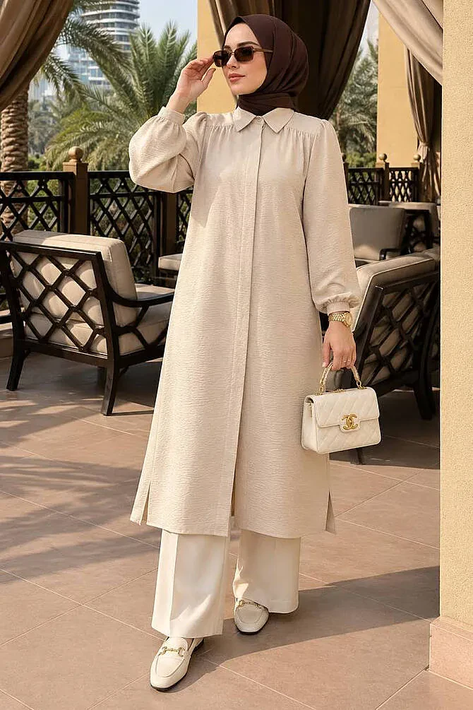 Beige Modest Top 41401BEJ - 1
