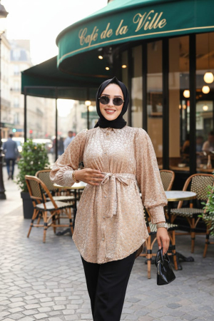 Beige Modest Top 92670BEJ - 1
