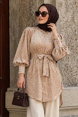 Beige Modest Top 92670BEJ - 1
