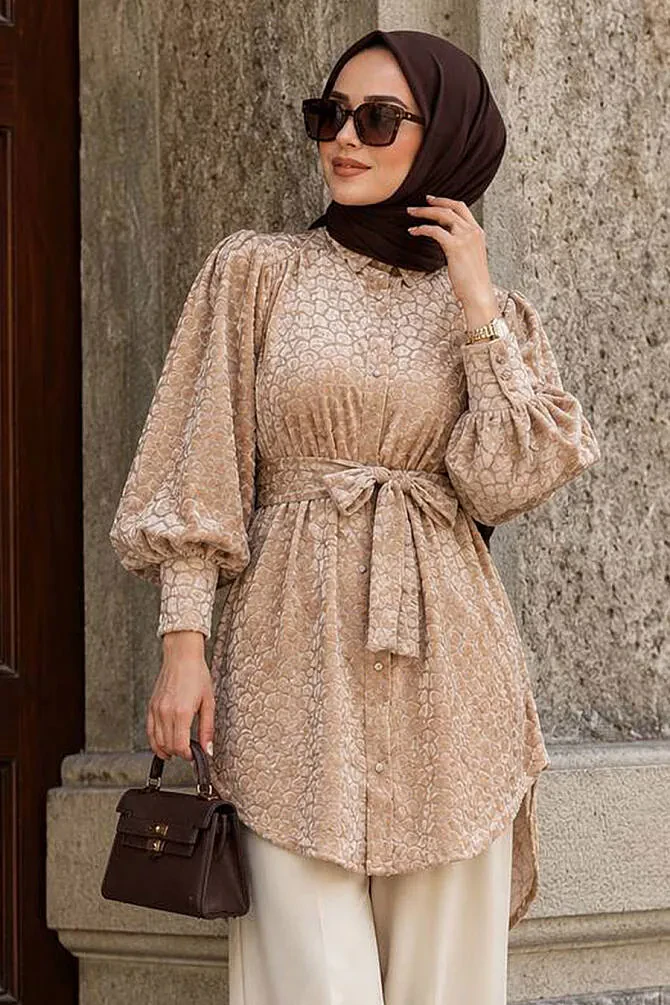 Beige Modest Top 92670BEJ - 1