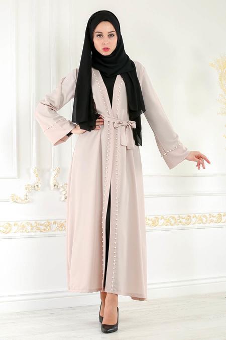 Beige - Nayla Collection - Abaya Décontracté 4752BEJ - 2