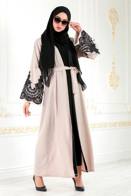 Beige - Nayla Collection - Abaya Décontracté 4756BEJ - 2