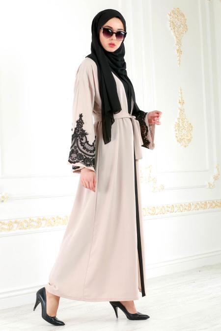 Beige - Nayla Collection - Abaya Décontracté 4756BEJ - 3