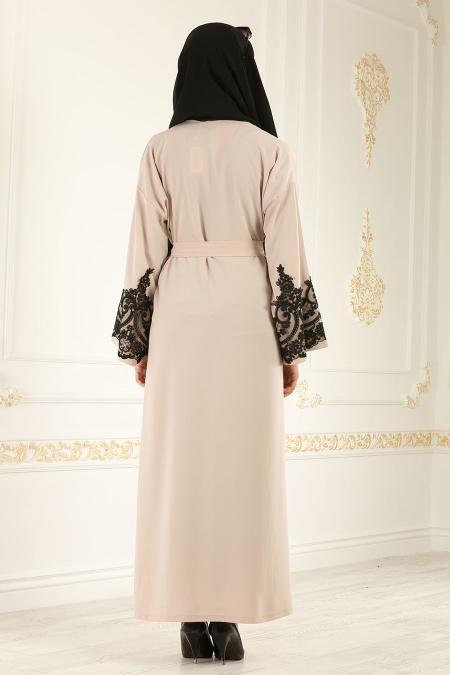 Beige - Nayla Collection - Abaya Décontracté 4756BEJ - 4