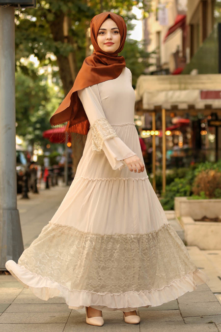Beige - Nayla Collection - Robe Hijab 100415BEJ