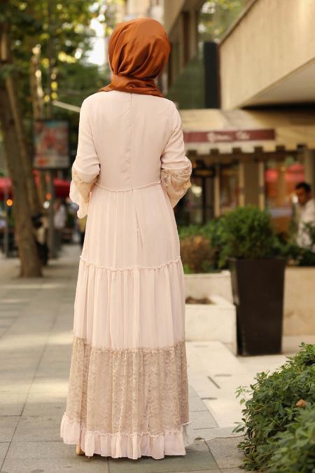 Beige - Nayla Collection - Robe Hijab 100415BEJ - 3